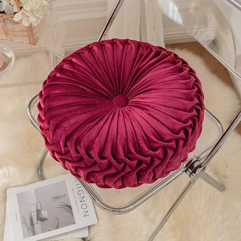Velvet Pumpkin Floor Cushion – Soft Round Meditation & Décor - Serenity Factory US