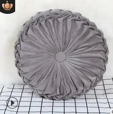 Velvet Pumpkin Pleated Floor Cushion – Cozy Round Accent Pillow - Serenity Factory US