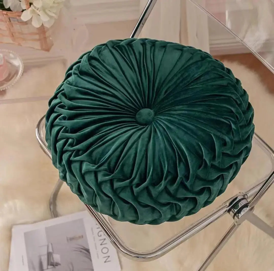 Velvet Pumpkin Pleated Floor Cushion – Cozy Round Accent Pillow - Serenity Factory US