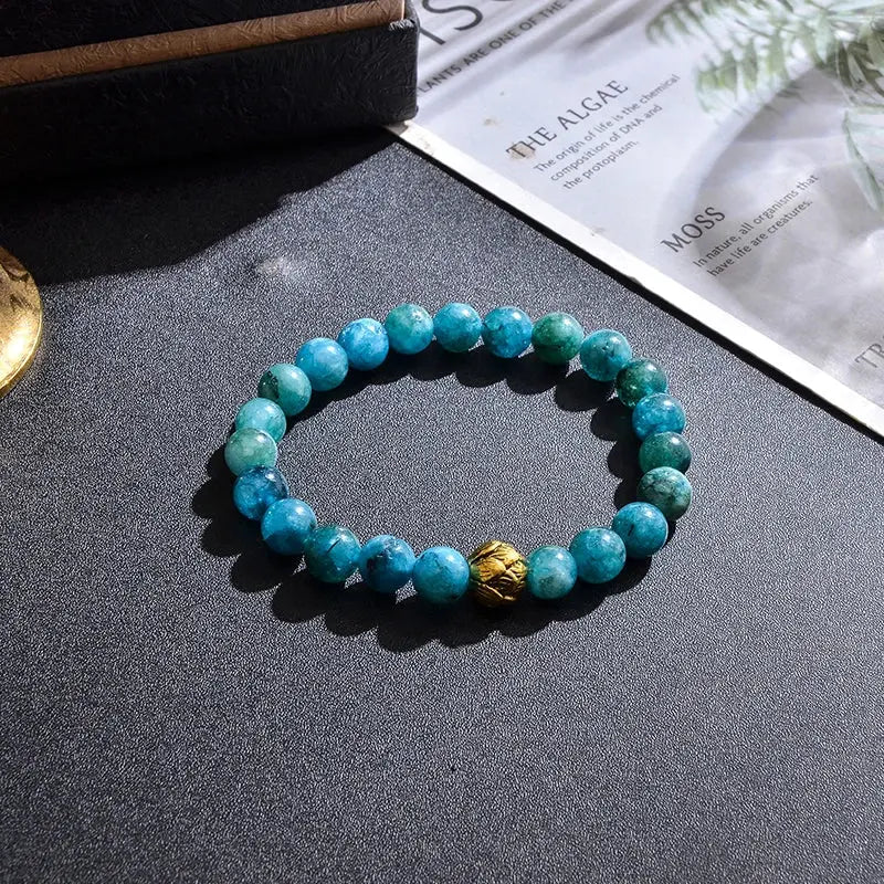 Mala Blue Apatite, 108 Hand - Knotted with Bracelet Set. - Serenity Factory