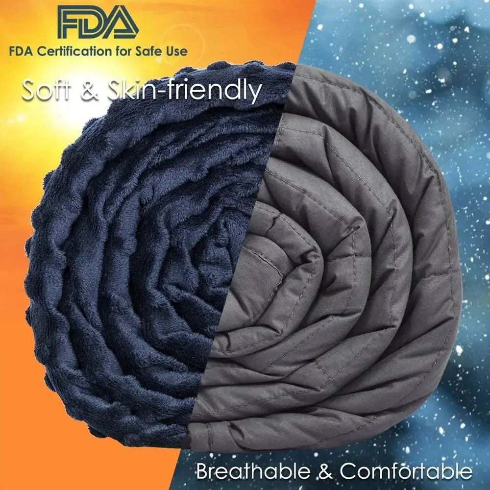 Tranquil Rest: 15 lbs Weighted Blanket with comfy Removable Cover. Queen. - Serenity Factory