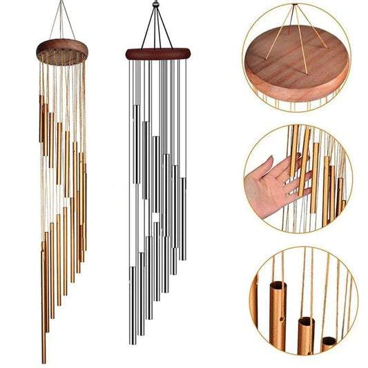 36" tall 12 - Tube Aluminum Wind Chimes – Gold or Silver - Serenity Factory