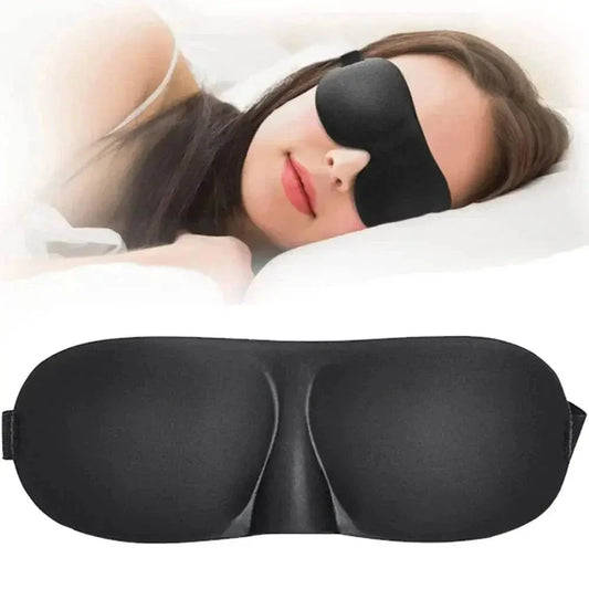 Black 3D Sleep Mask, adjustable and light-blocking for ultimate comfort, featuring zero eye pressure design.