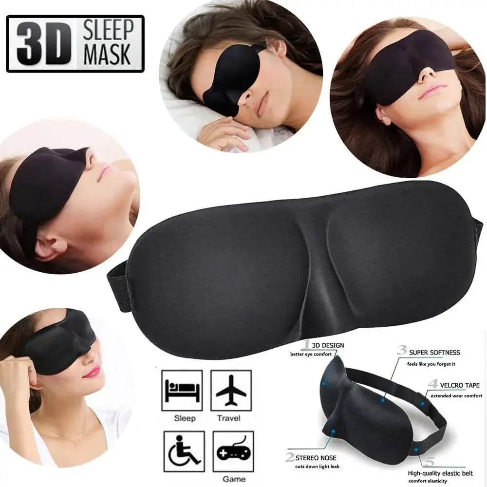 3D Sleep Mask – Black, Adjustable, Light - Blocking & Zero Eye Pressure - Serenity Factory