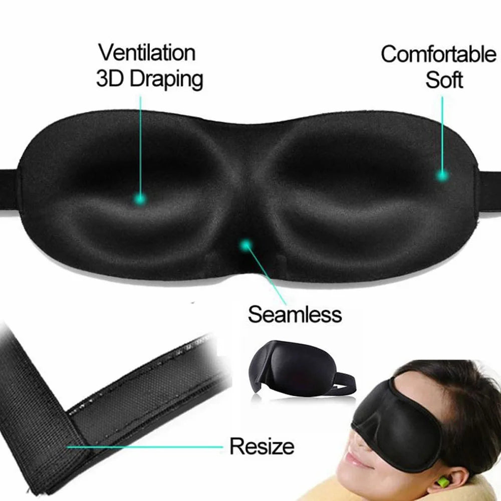 3D Sleep Mask – Black, Adjustable, Light - Blocking & Zero Eye Pressure - Serenity Factory