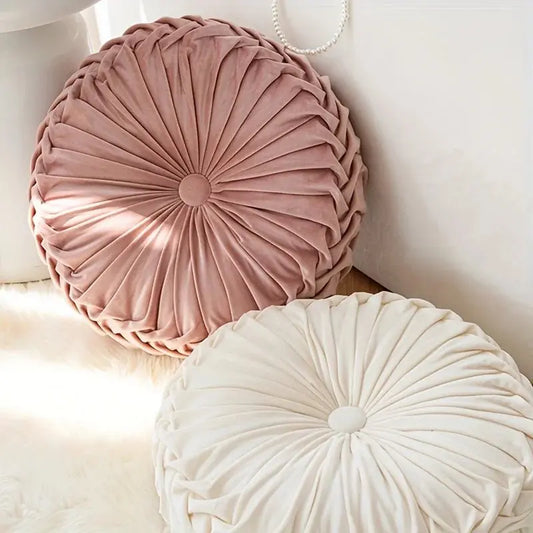 Velvet Pumpkin Floor Cushion – Soft Round Meditation & Décor - Serenity Factory US