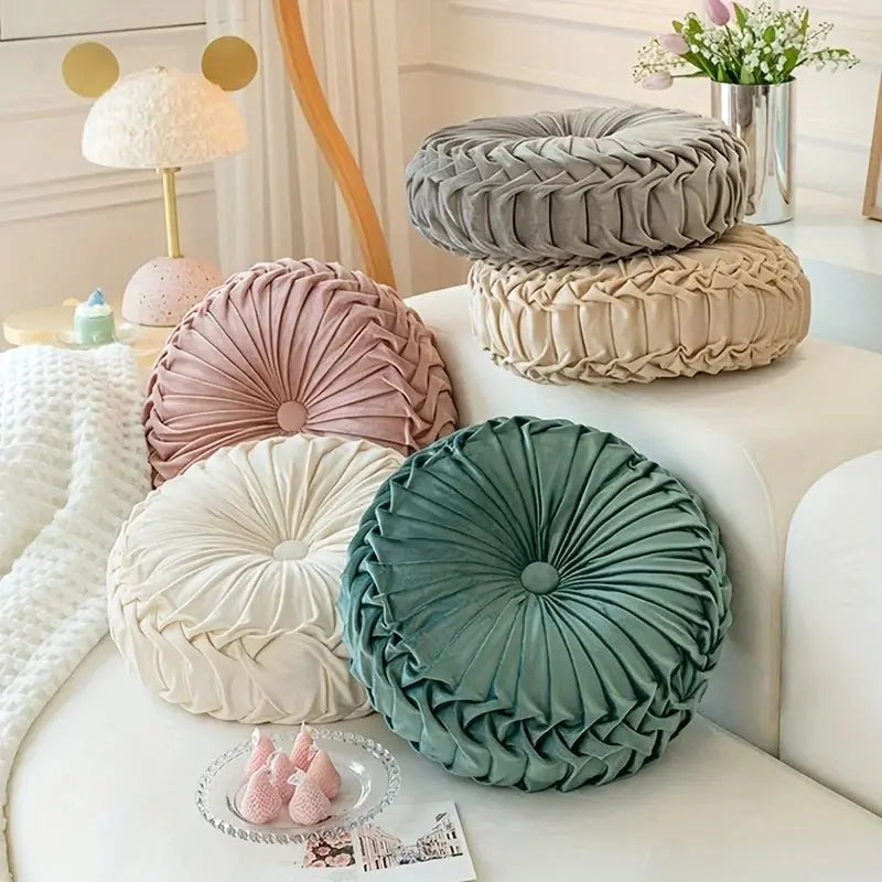 Velvet Pumpkin Floor Cushion – Soft Round Meditation & Décor - Serenity Factory US