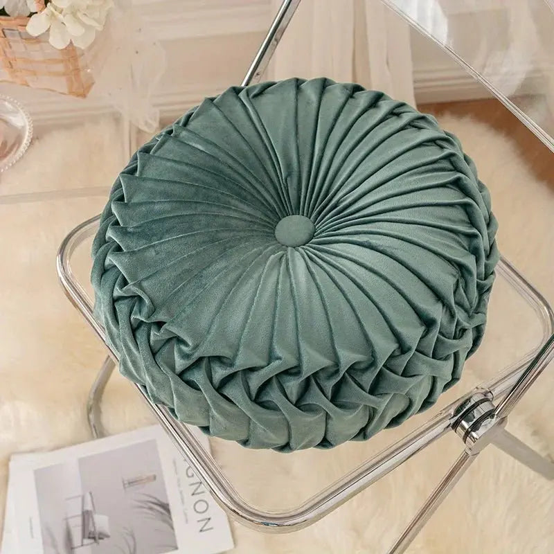 Velvet Pumpkin Floor Cushion – Soft Round Meditation & Décor - Serenity Factory US