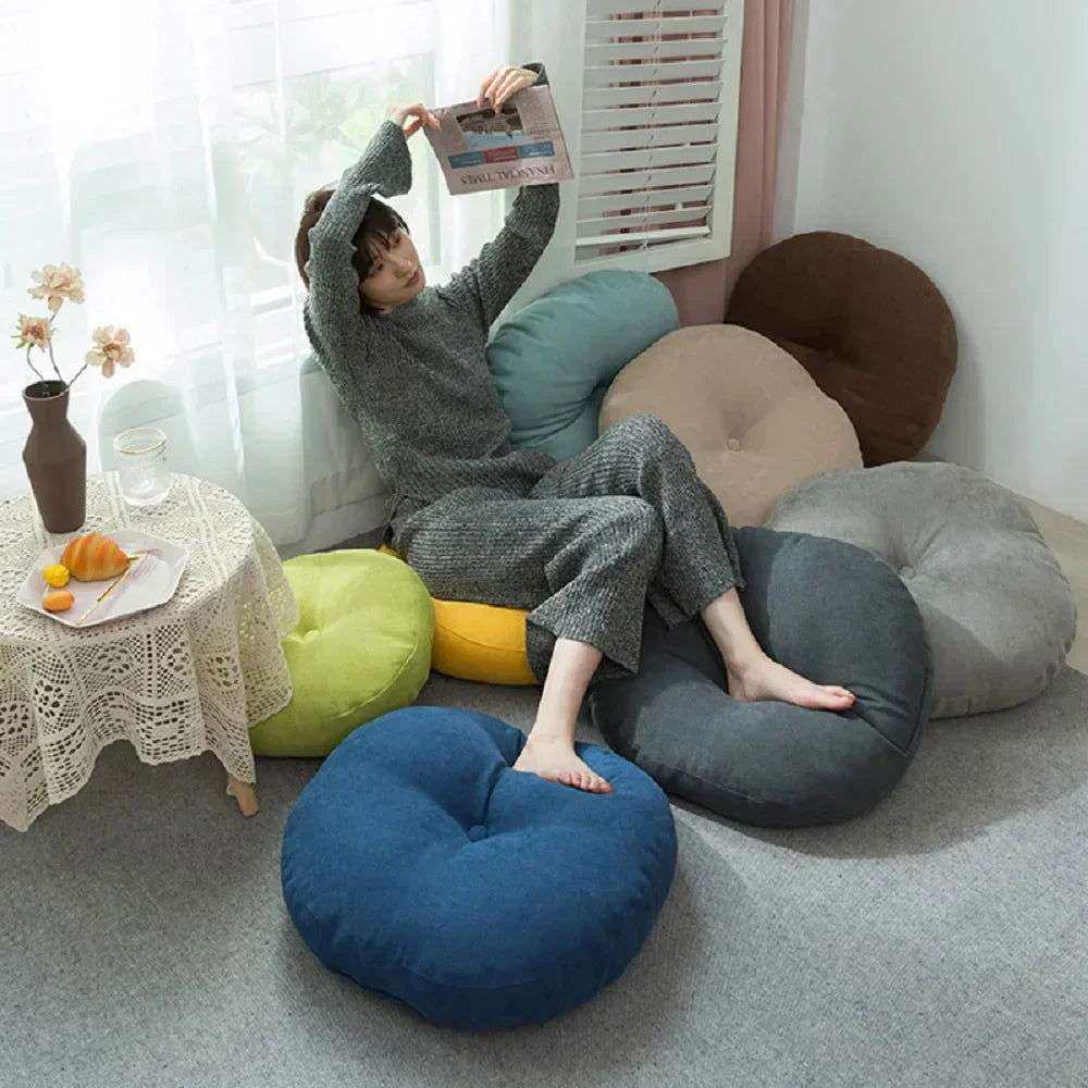 Handcrafted Round Seat Cushion – Cozy & Stylish Meditation Pillow - Serenity Factory