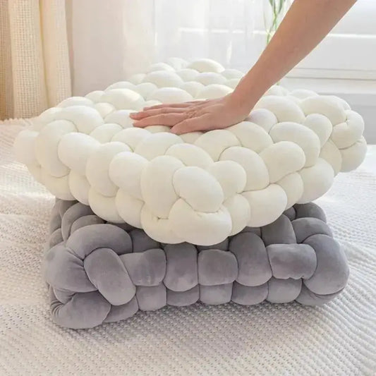 Large Knot Cushion – Plush, hand - tied for Comfy Living (40x40x12 cm / 15.7x 15.7 x4.7") - Serenity Factory US