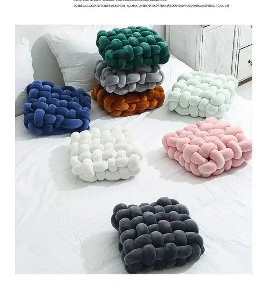 Large Knot Cushion – Plush, hand - tied for Comfy Living (40x40x12 cm / 15.7x 15.7 x4.7") - Serenity Factory US