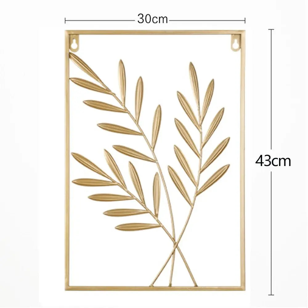 Metal Leaf Wall Hanging Decor – Golden Blue Iron Art - Serenity Factory US