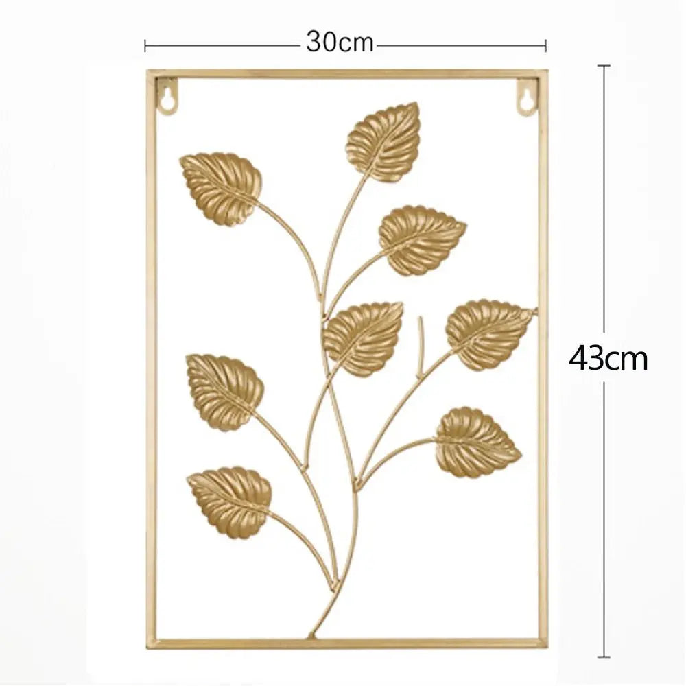 Metal Leaf Wall Hanging Decor – Golden Blue Iron Art - Serenity Factory US