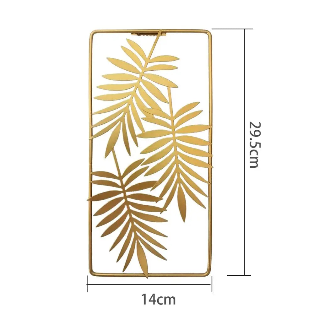 Metal Leaf Wall Hanging Decor – Golden Blue Iron Art - Serenity Factory US