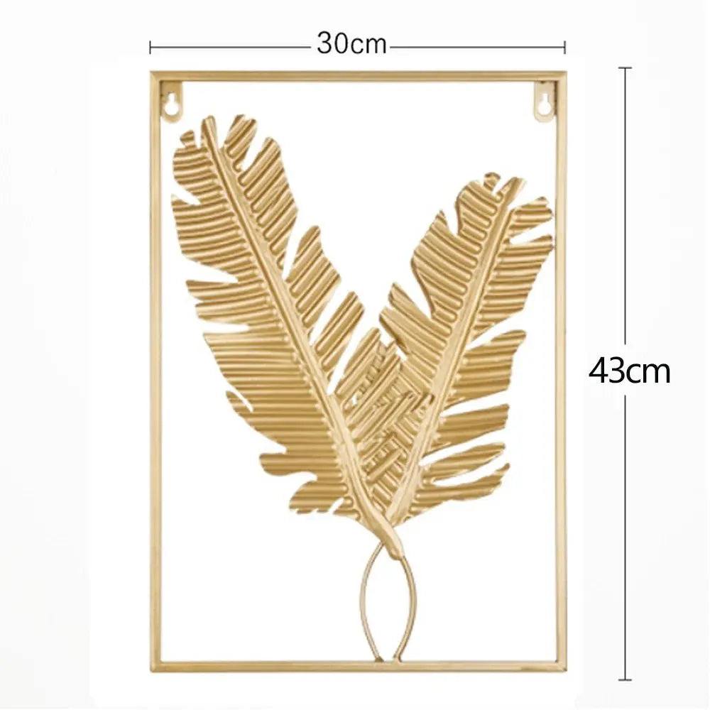 Metal Leaf Wall Hanging Decor – Golden Blue Iron Art - Serenity Factory US