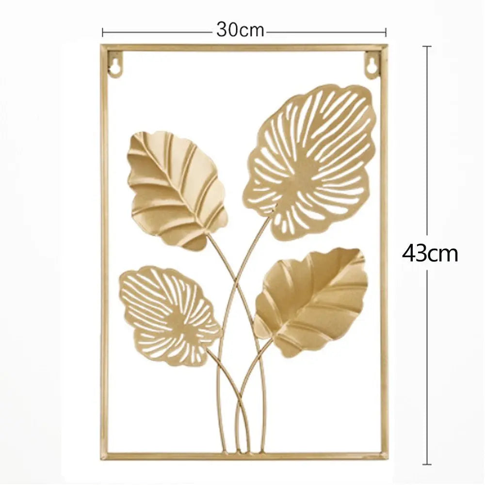 Metal Leaf Wall Hanging Decor – Golden Blue Iron Art - Serenity Factory US