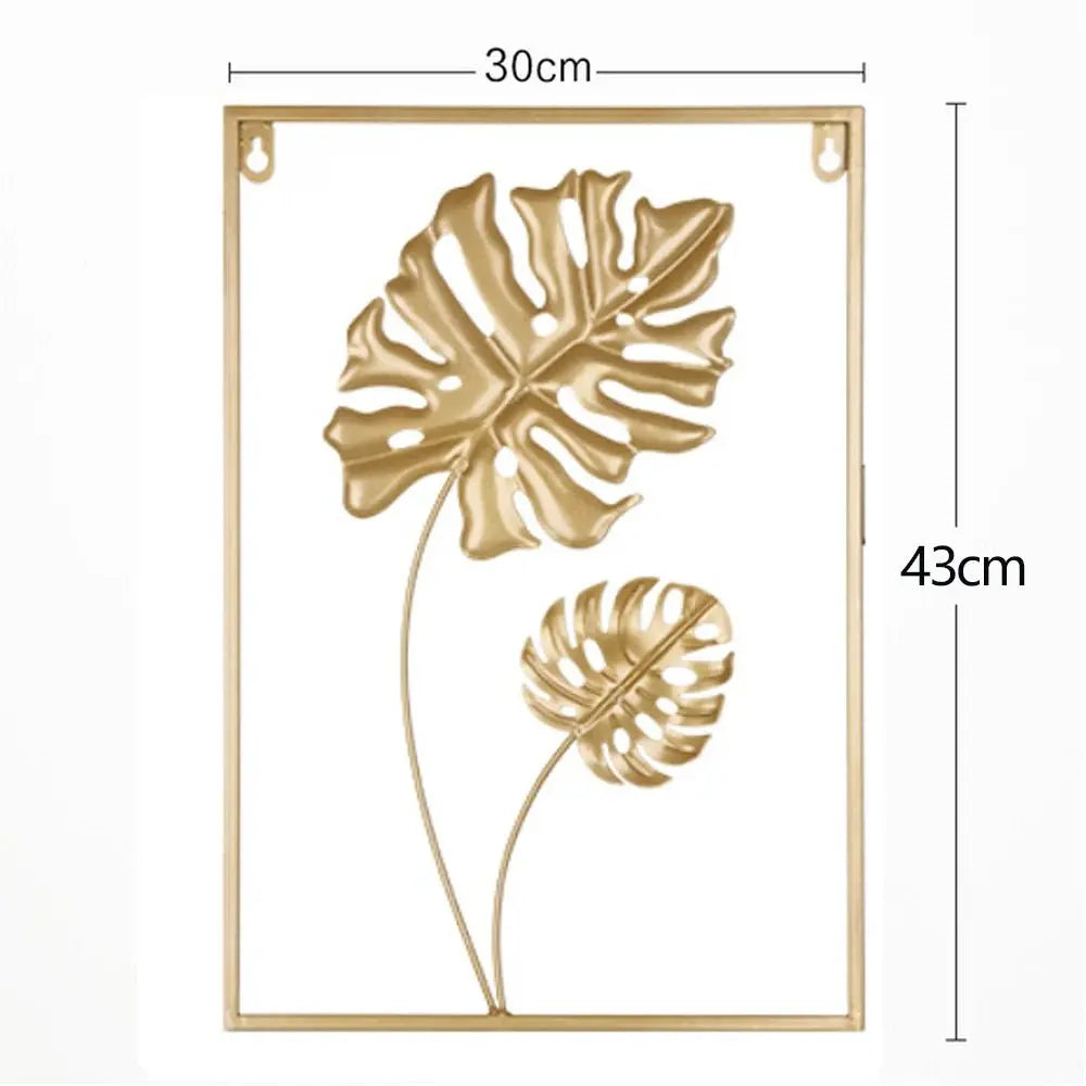 Metal Leaf Wall Hanging Decor – Golden Blue Iron Art - Serenity Factory US