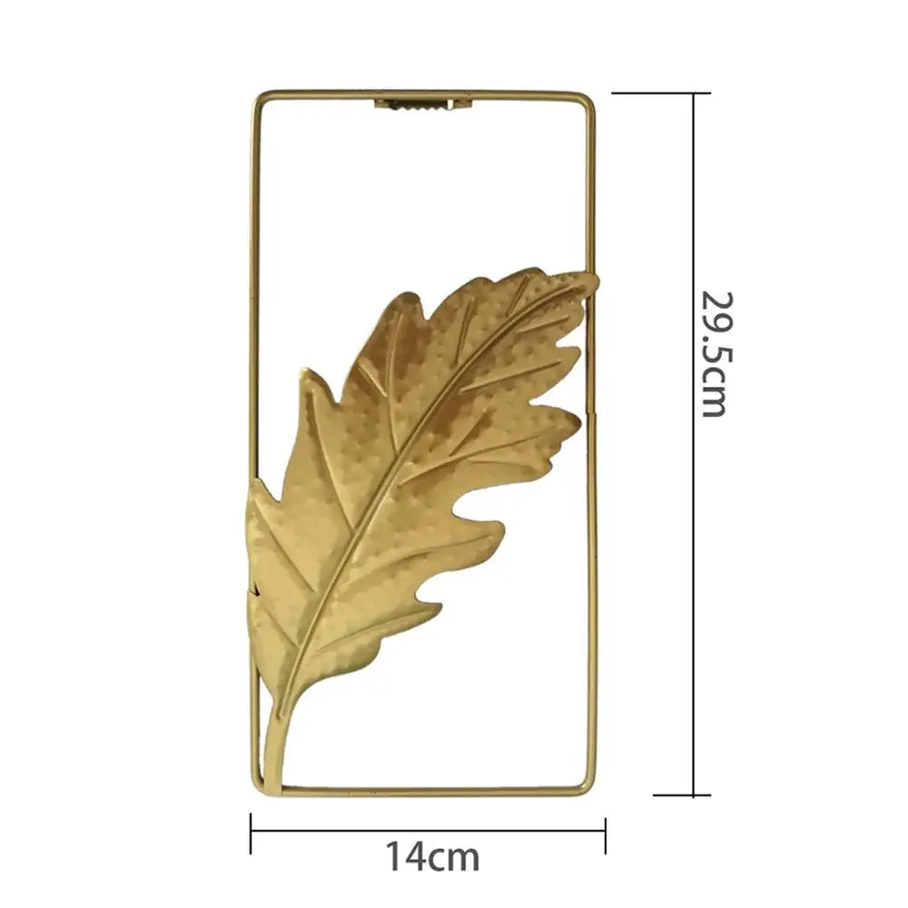 Metal Leaf Wall Hanging Decor – Golden Blue Iron Art - Serenity Factory US
