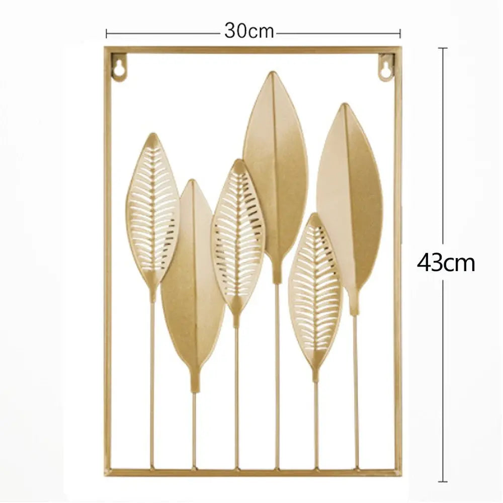 Metal Leaf Wall Hanging Decor – Golden Blue Iron Art - Serenity Factory US