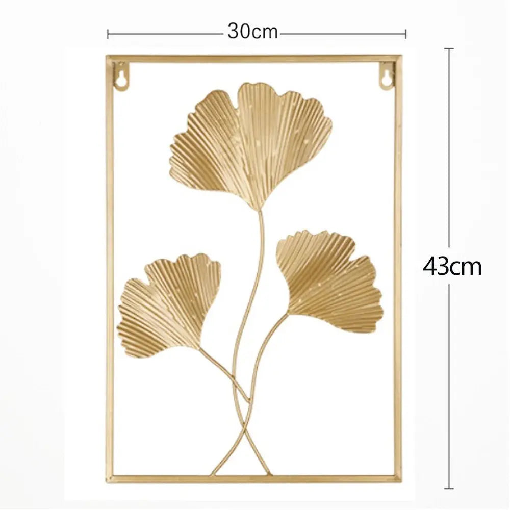 Metal Leaf Wall Hanging Decor – Golden Blue Iron Art - Serenity Factory US