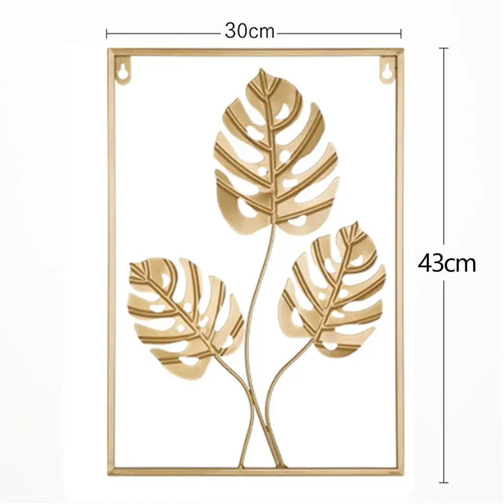 Metal Leaf Wall Hanging Decor – Golden Blue Iron Art - Serenity Factory US