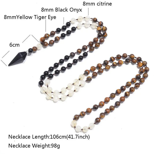 Mala knotted 108 Citrine Yellow Tiger Eye Beads - Serenity Factory - Serenity Factory