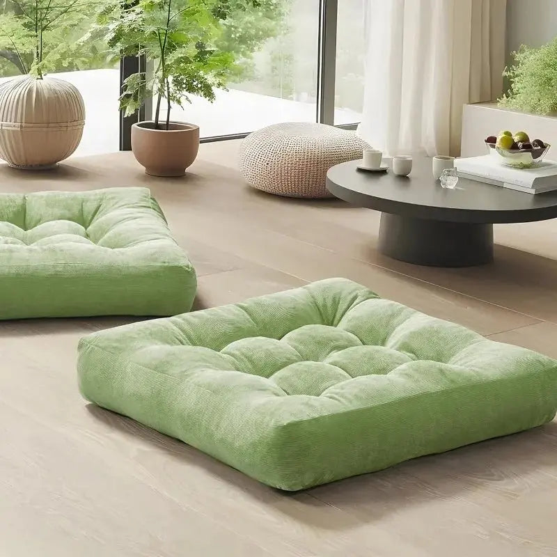 Meditation Floor Cushions - Square Memory Foam Corduroy Cushions (22" x 22") Set of 2. - Serenity Factory US