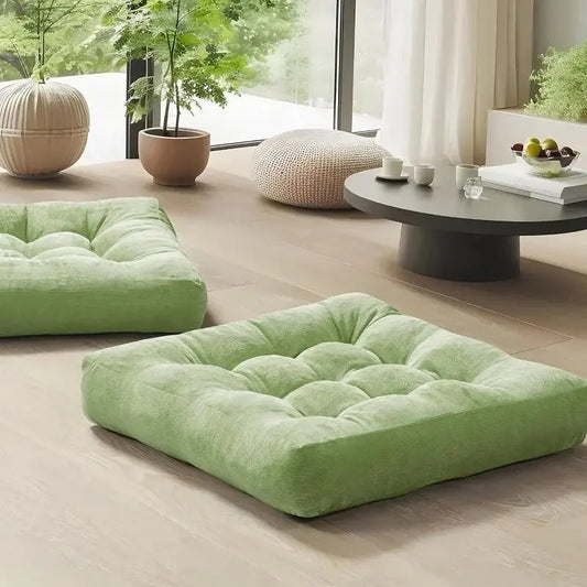 Meditation Floor Cushions - Square Memory Foam Corduroy Cushions (22" x 22") Set of 2. - Serenity Factory US