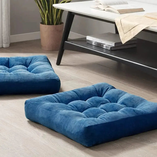 Meditation Floor Cushions - Square Memory Foam Corduroy Cushions (22" x 22") Set of 2. - Serenity Factory US