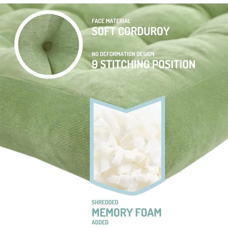 Meditation Floor Cushions - Square Memory Foam Corduroy Cushions (22" x 22") Set of 2. - Serenity Factory US