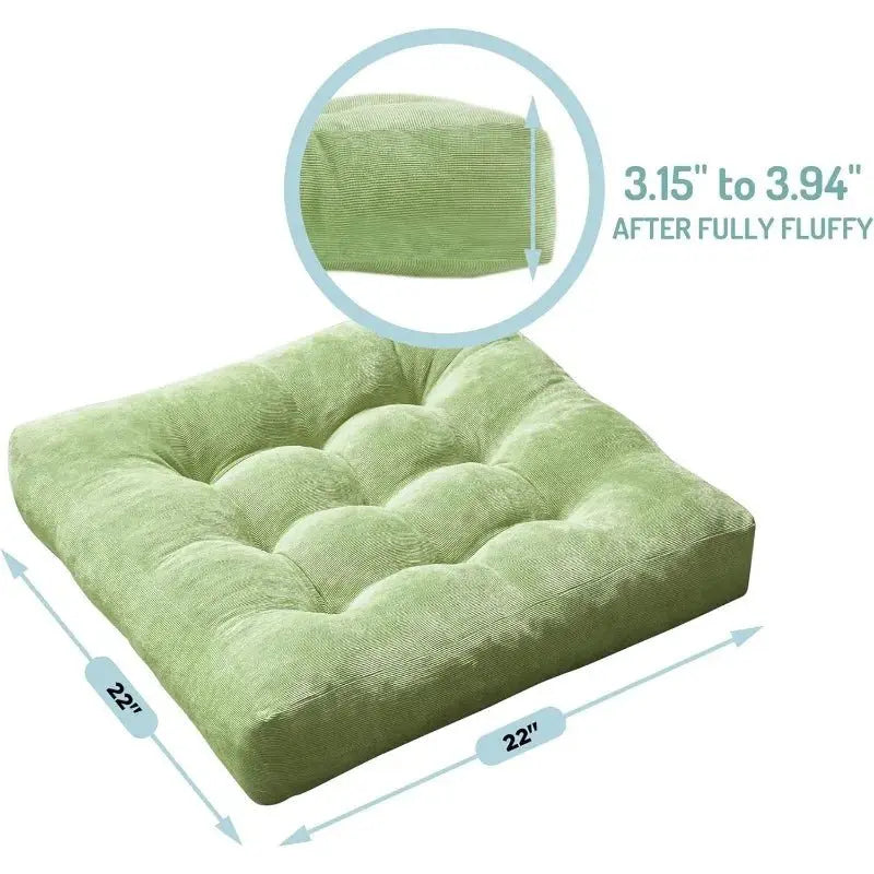 Meditation Floor Cushions - Square Memory Foam Corduroy Cushions (22" x 22") Set of 2. - Serenity Factory US