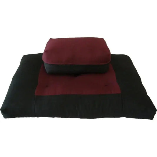 Rectangular Zafu & Zabuton Set – Black & Burgundy - Serenity Factory US