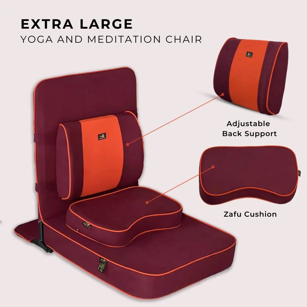 Premium Meditation Chair, Adjustable Back Support, Cushion and Meditation Block