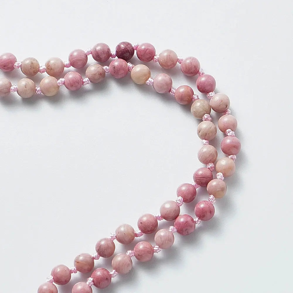 6mm Rhodochrosite 108 Mala Beaded Necklace for Meditation Yoga Prayer Jewelry Japamala Rosary for Women Serenity Factory