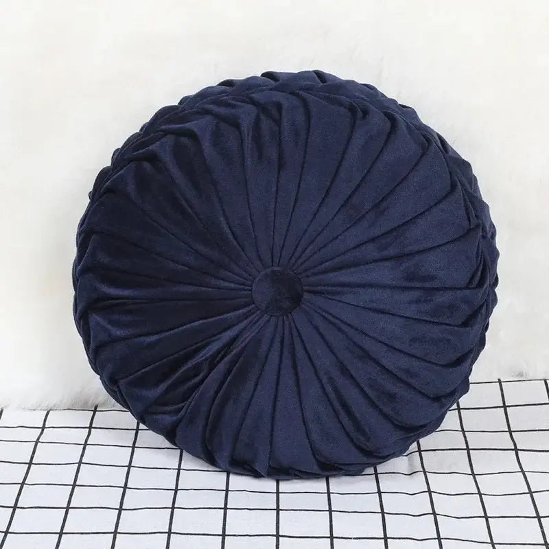 Velvet Pumpkin Pleated Floor Cushion – Cozy Round Accent Pillow - Serenity Factory US