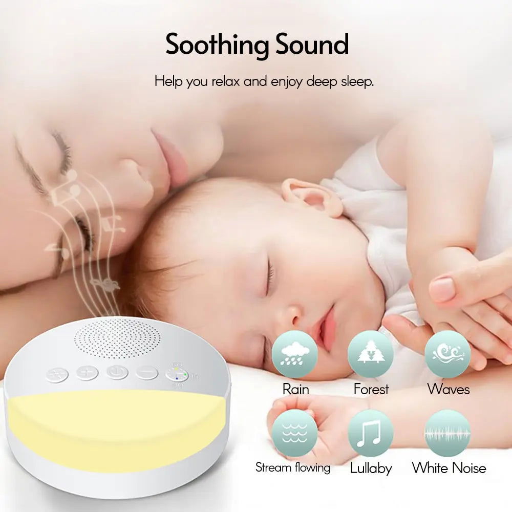 Baby White Noise Machine Kids Sleep Sound Player Night Light Timer Noise Player Sleep Machine USB Rechargeable Timed Shutdown - Serenity Factory -