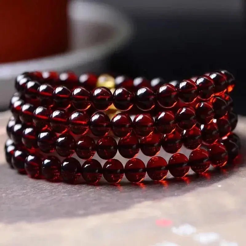 Amber Mala from Myanmar - Genuine, Dark Red, 3 sizes of the 108 beads - Serenity Factory
