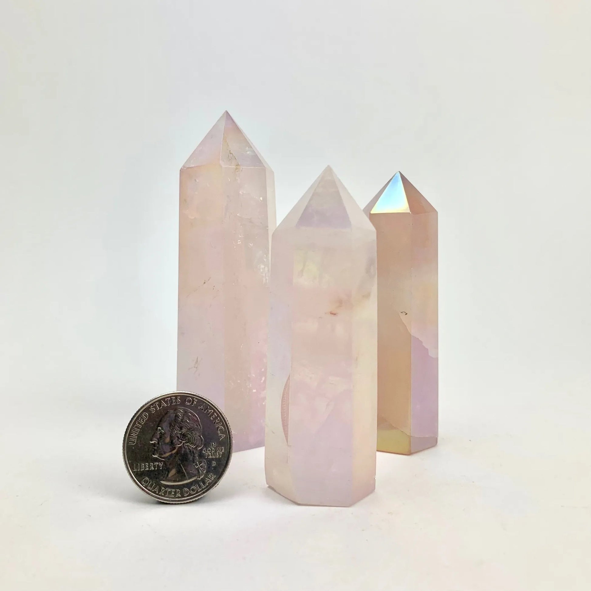 Aura Quartz Point – Choose Rainbow, Angel, or Rose Quartz (1.5 - 3") - Serenity Factory