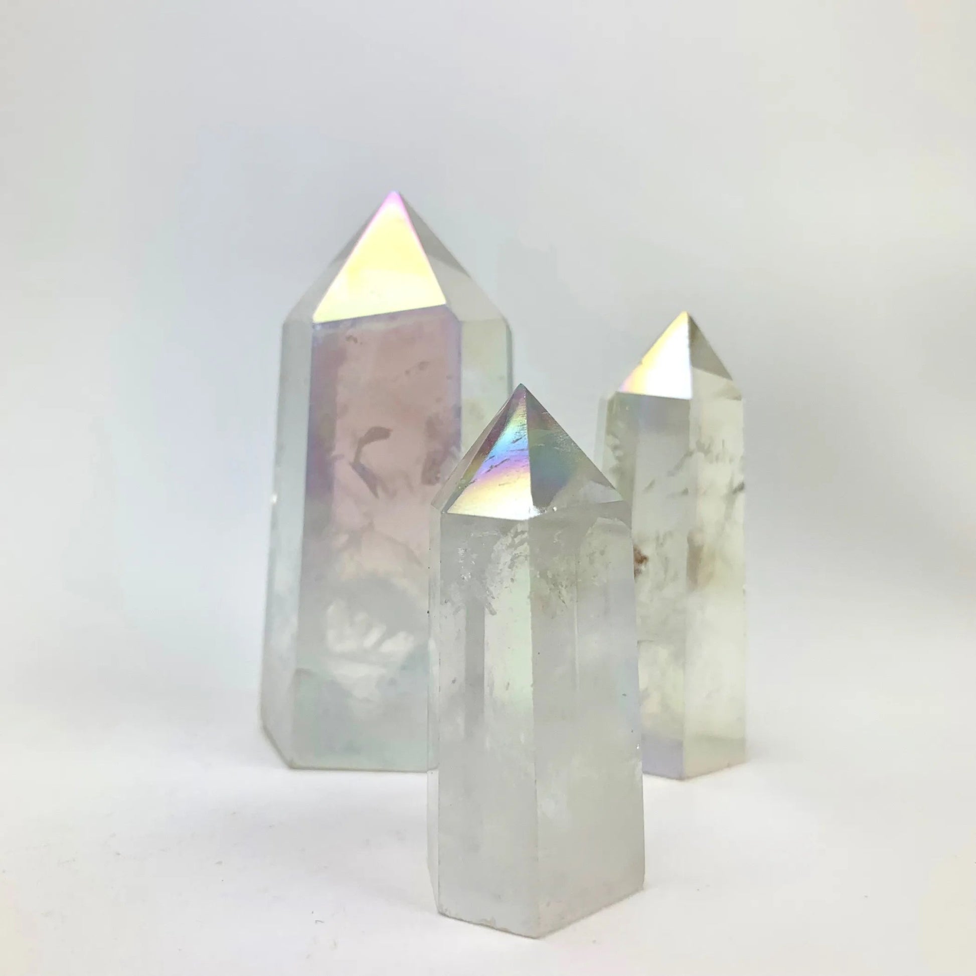 Aura Quartz Point – Choose Rainbow, Angel, or Rose Quartz (1.5 - 3") - Serenity Factory