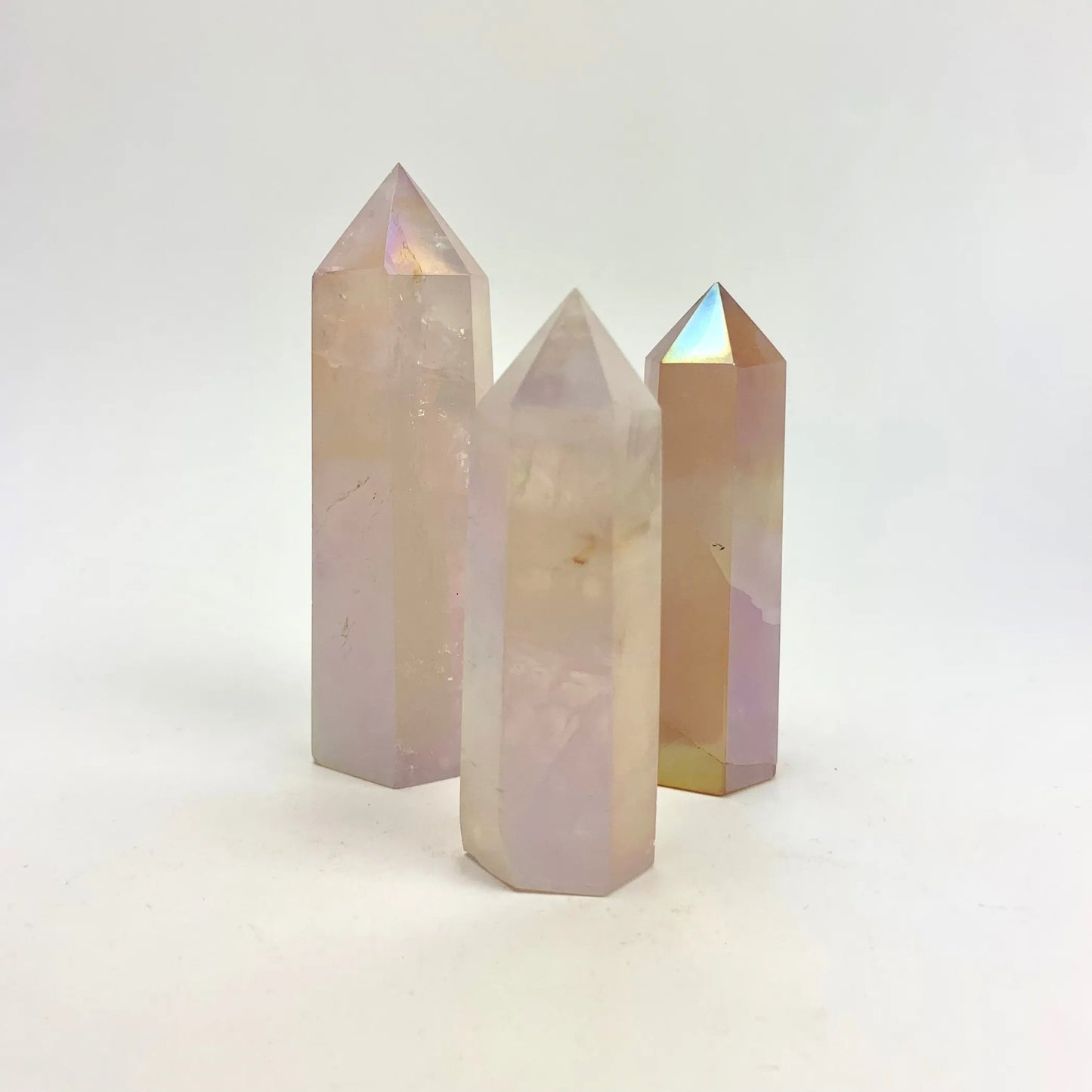 Aura Quartz Point – Choose Rainbow, Angel, or Rose Quartz (1.5 - 3") - Serenity Factory