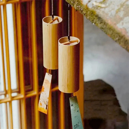 Bamboo Wind Chimes Set – 8 - Tone Harmonic Chimes for Relaxation &amp; Déco - Serenity Factory