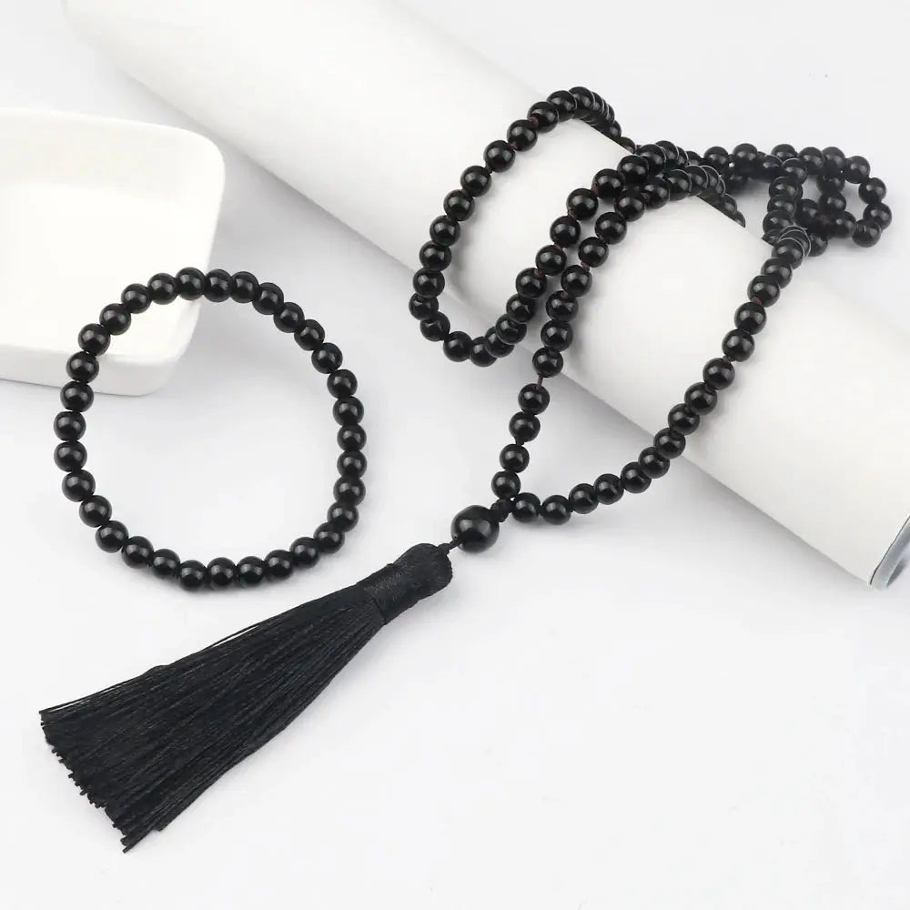 Black Onyx Mala & Bracelet Set - Shiny or Matte - Serenity Factory