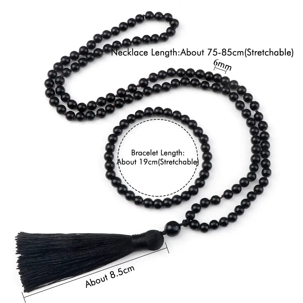 Black Onyx Mala & Bracelet Set - Shiny or Matte - Serenity Factory
