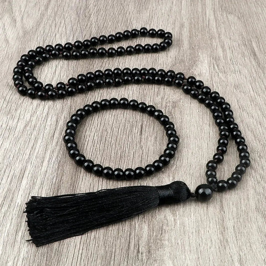 Black Onyx Mala & Bracelet Set - Shiny or Matte - Serenity Factory