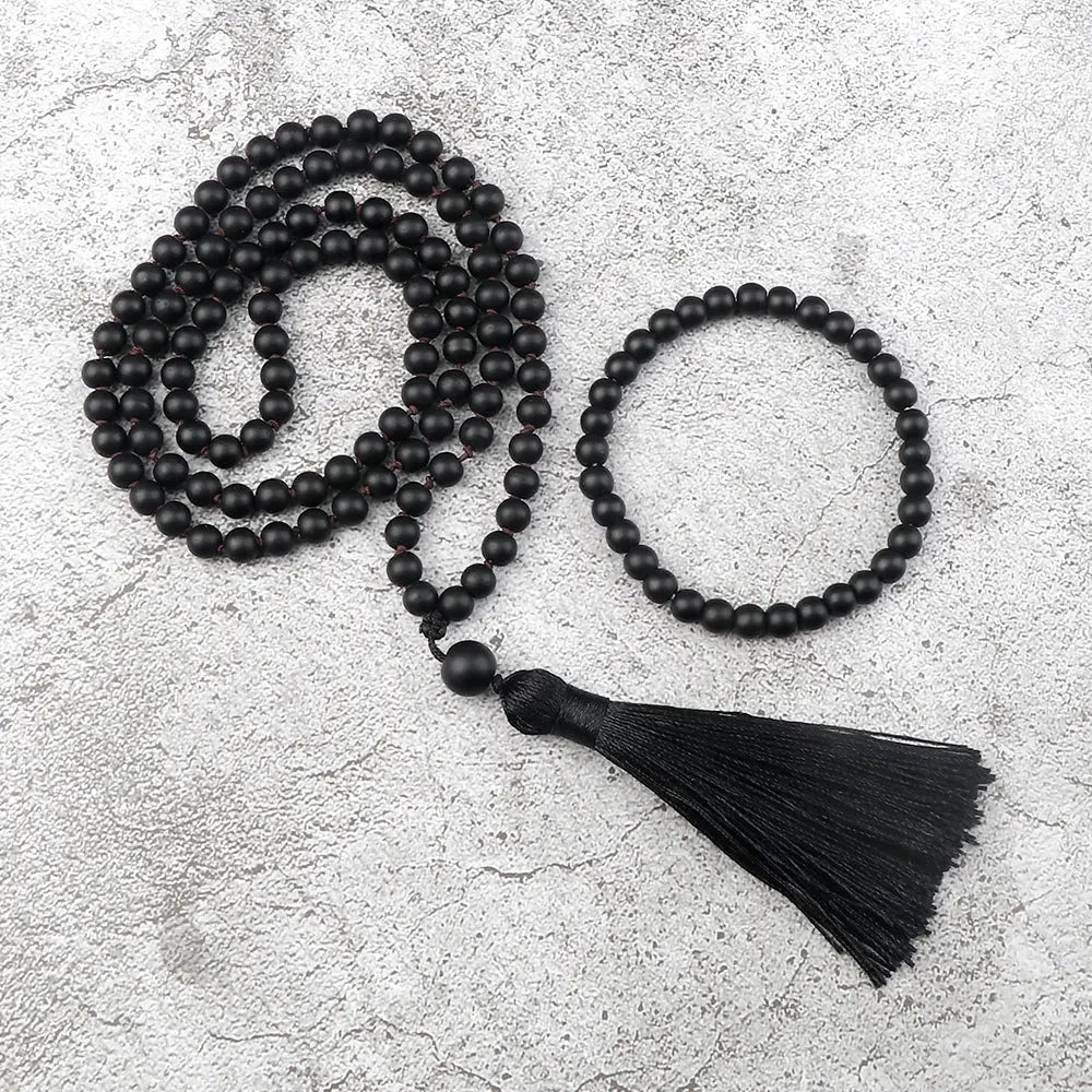 Black Onyx Mala & Bracelet Set - Shiny or Matte - Serenity Factory