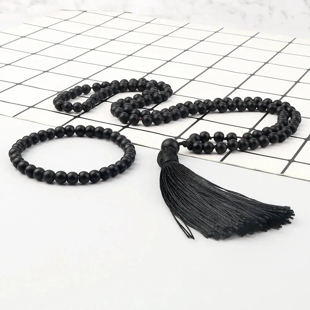 Black Onyx Mala & Bracelet Set - Shiny or Matte - Serenity Factory