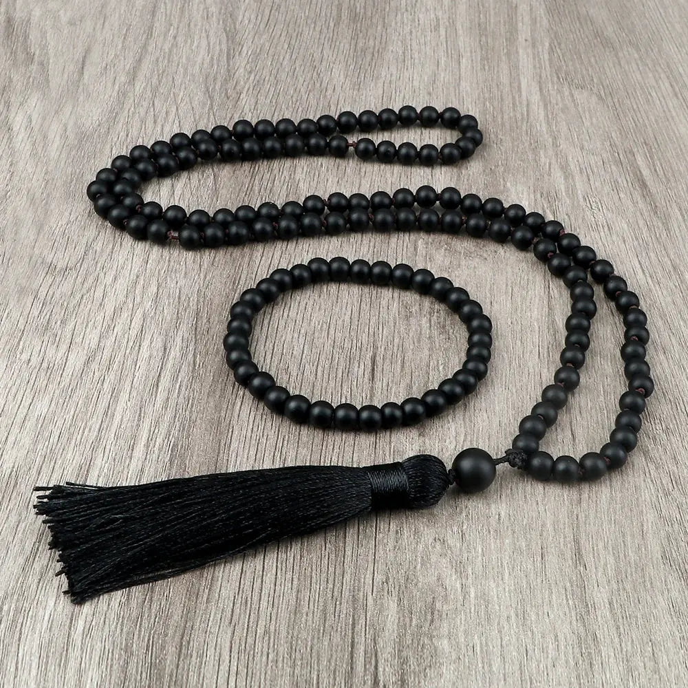Black Onyx Mala & Bracelet Set - Shiny or Matte - Serenity Factory