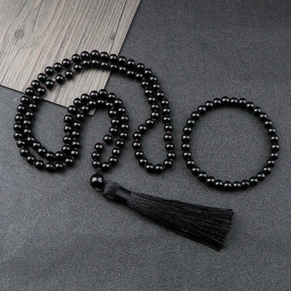 Black Onyx Mala & Bracelet Set - Shiny or Matte - Serenity Factory
