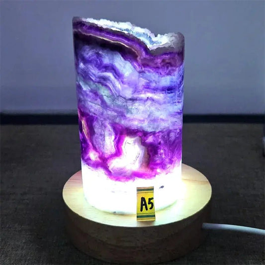 Fluorite Crystal Lamp – One of a Kind Light Sculptures 3"– 4" - Serenity Factory