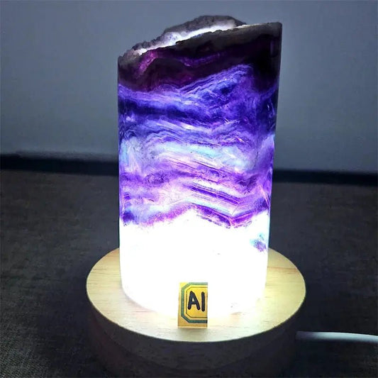 Fluorite Crystal Lamp – One of a Kind Light Sculptures 3"– 4" - Serenity Factory